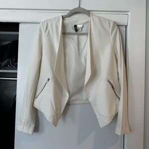 Women's White H&M Jacket with Zipper Details
